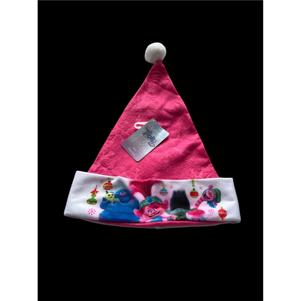 DreamWorks Trolls Holiday Pink Santa Hat Character Print Snowflake NWT 2020